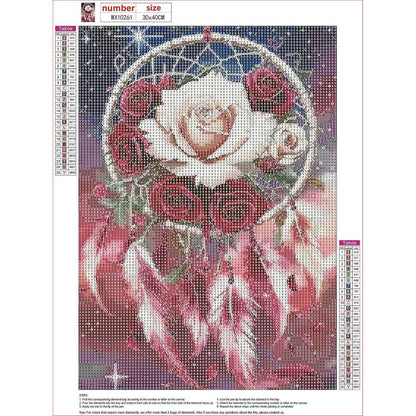 Diamantmalerei Rosen Traumfänger Set für Erwachsene 30x40cm