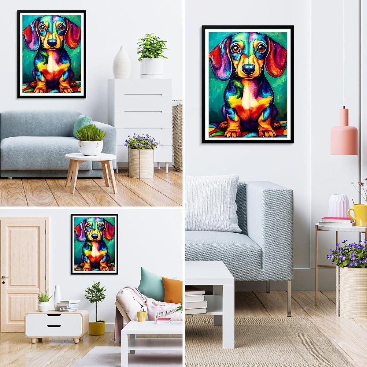 Diamond Painting Dackel bunt 30x40cm - Bastelset für Erwachsene