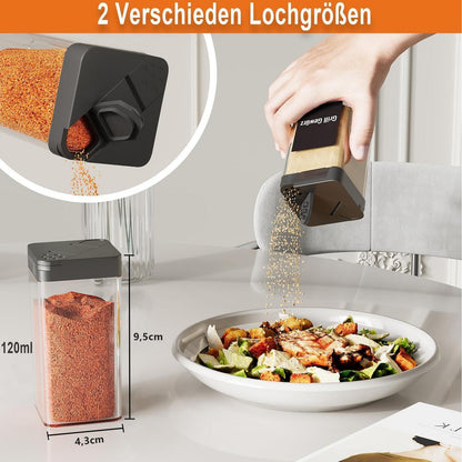 Gewürzgläser Eckig 24er Set 120ml mit Streudeckel & Etiketten