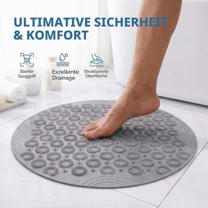 Rutschfeste Duschmatte rund, Grau – Sicher & Komfortabel