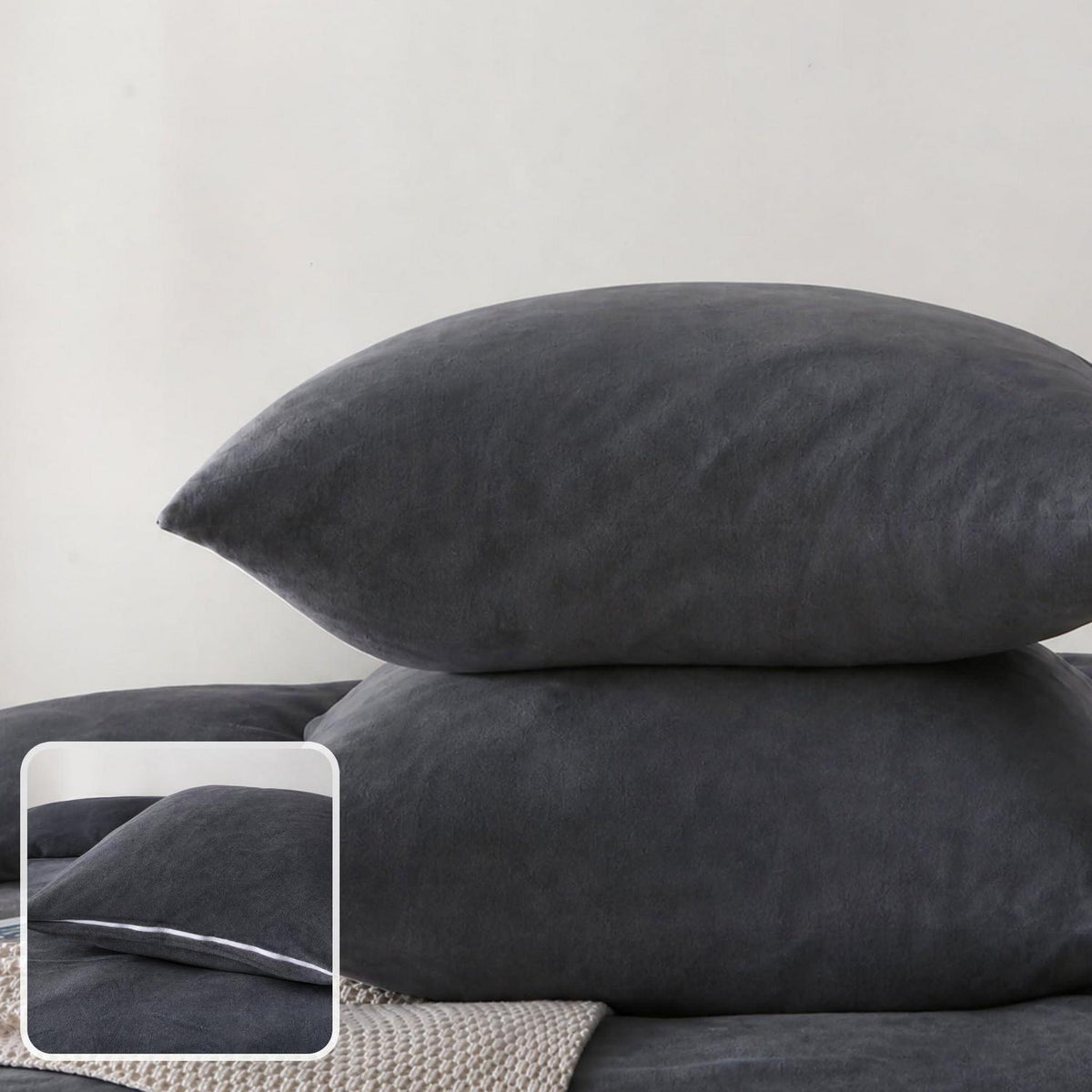 Winter Flanell Bettwäsche Set 200x200cm - Schwarz & Kuschelig