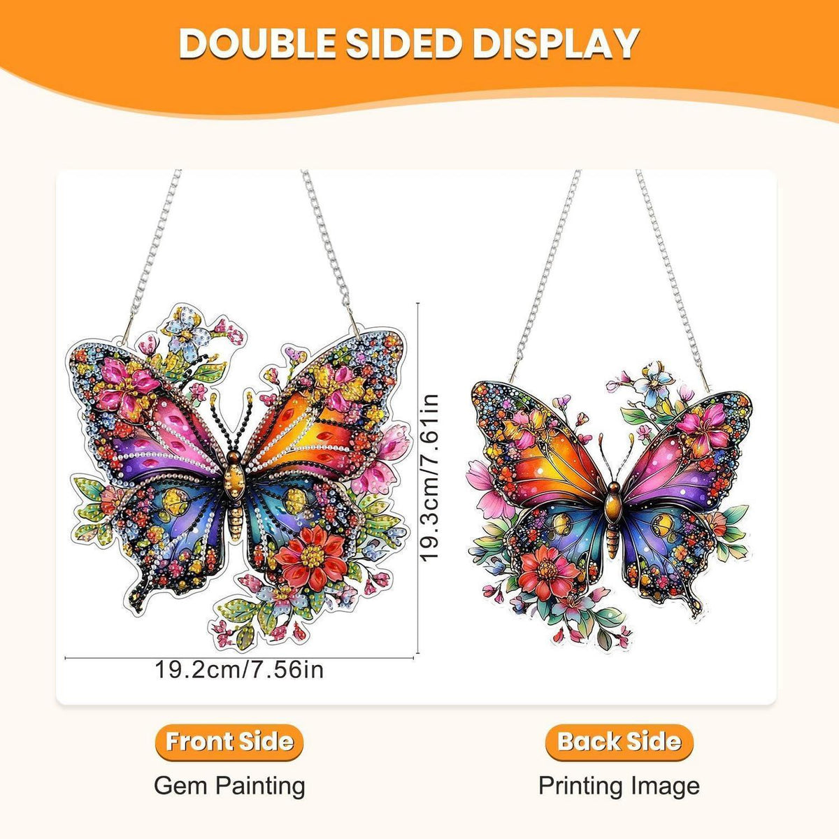 Diamant Painting Anhänger mit Kette – Bunter Schmetterling DIY Set