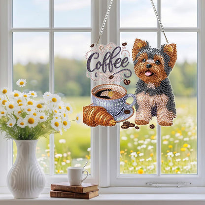 Diamantmalerei Yorkshire Terrier Anhänger mit Kette DIY Set