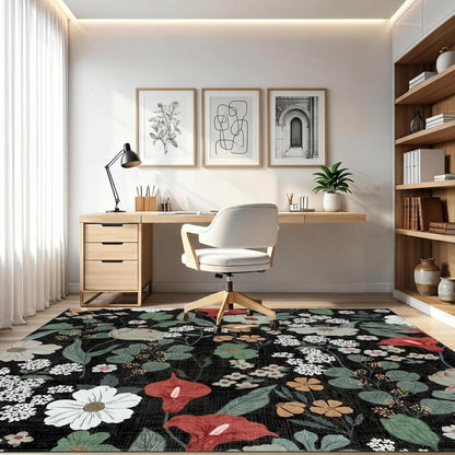 Schwarzer Boho Teppich 200x300 cm | Waschbar & Rutschfest