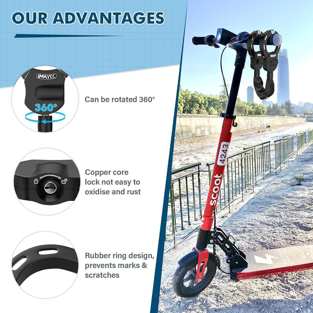 Hochsicherheits E-Scooter Schloss mit Handschellen Mechanismus