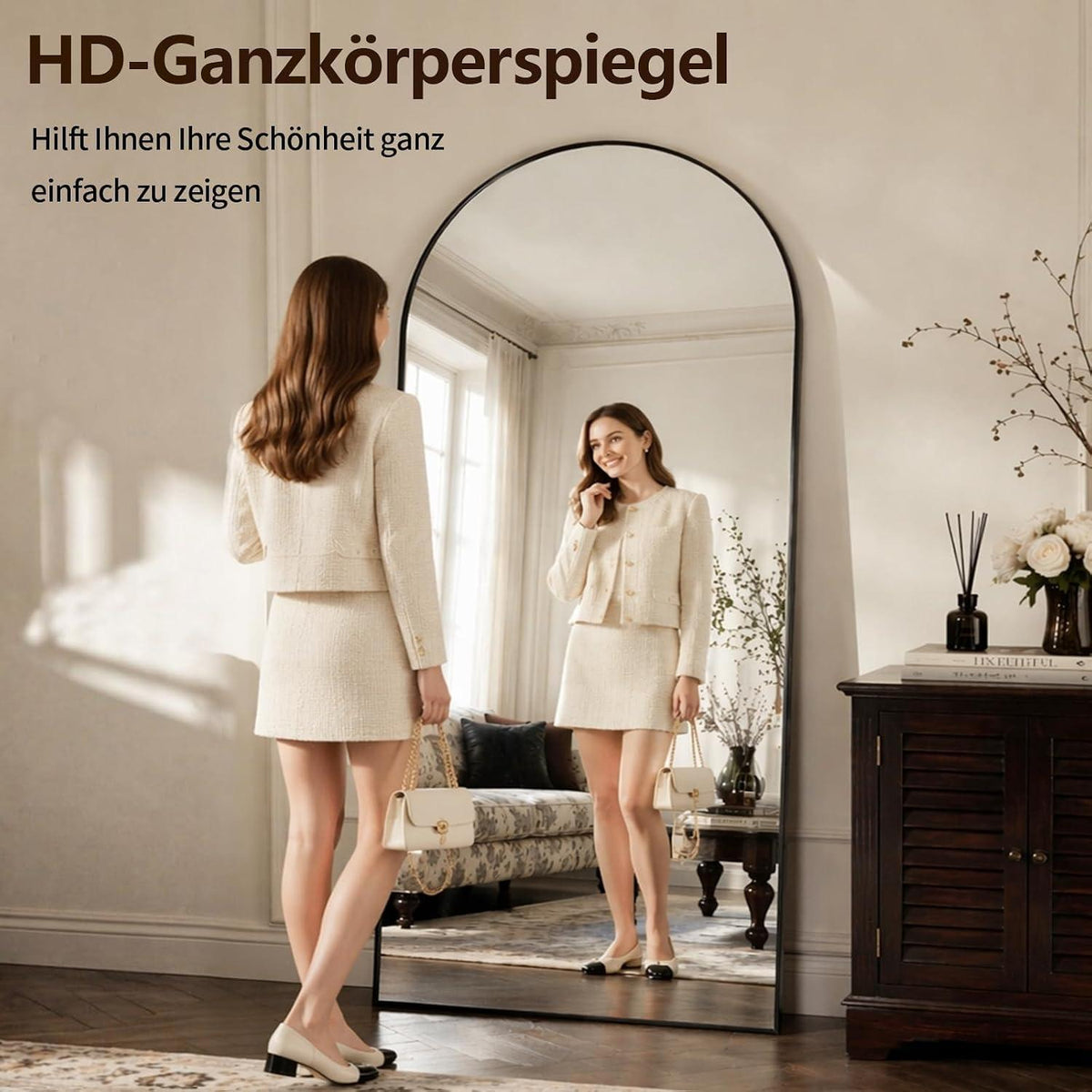 Gewölbter Standspiegel 171x76cm – Modern & Freistehend