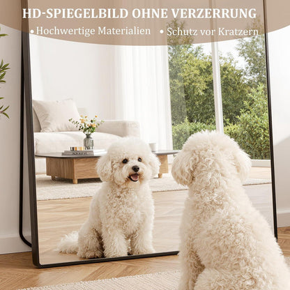 Ganzkörperspiegel 165x60cm Standspiegel mit Aluminiumrahmen Schwarz