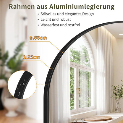 Ganzkörperspiegel 180x76cm – Gewölbt, Stand & Wand, Schwarz