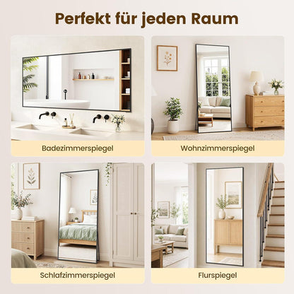 Ganzkörperspiegel 180x76cm Standspiegel mit Aluminiumrahmen