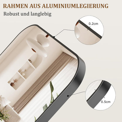Ganzkörperspiegel Standspiegel Schwarz 142x53 cm mit Aluminiumrahmen