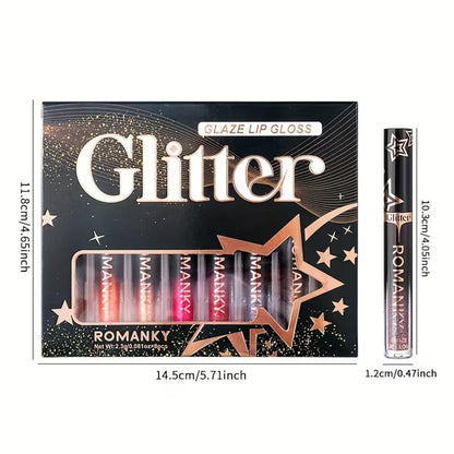 8-teiliges Lipgloss-Set mit Schimmer & Feuchtigkeit