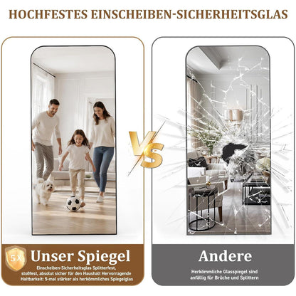 Ganzkörperspiegel 180x76cm Standspiegel mit Aluminiumrahmen Schwarz