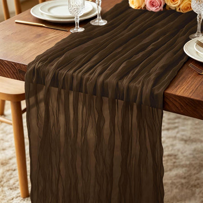 2er Set Tischläufer Braun 300x90cm Käsetuch Gaze Rustikal Boho Deko