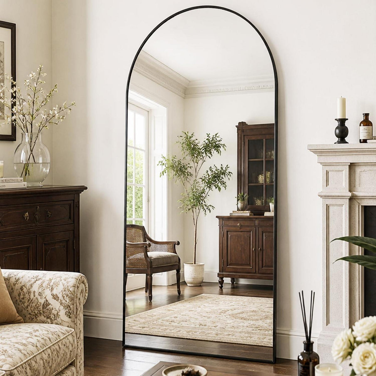 Gewölbter Standspiegel 180x71cm – Modern & Robust mit Ständer