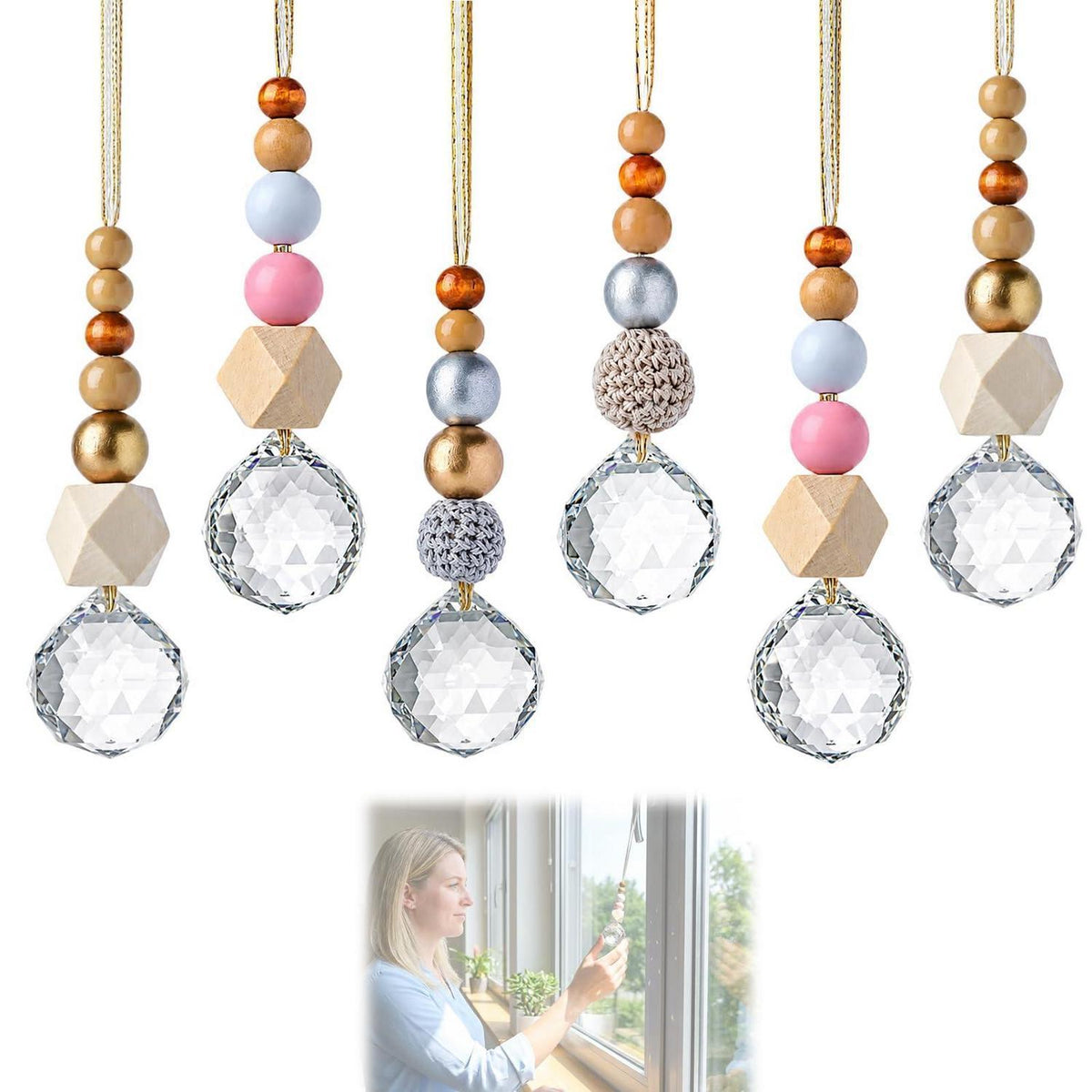 6x Sonnenfänger Bastelset – Kristall Lichtfänger für Fenster & Garten