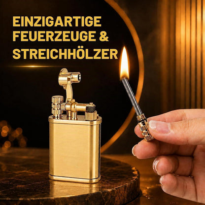 Benzinfeuerzeug Vintage Messing, Retro Feuerzeug für Männer