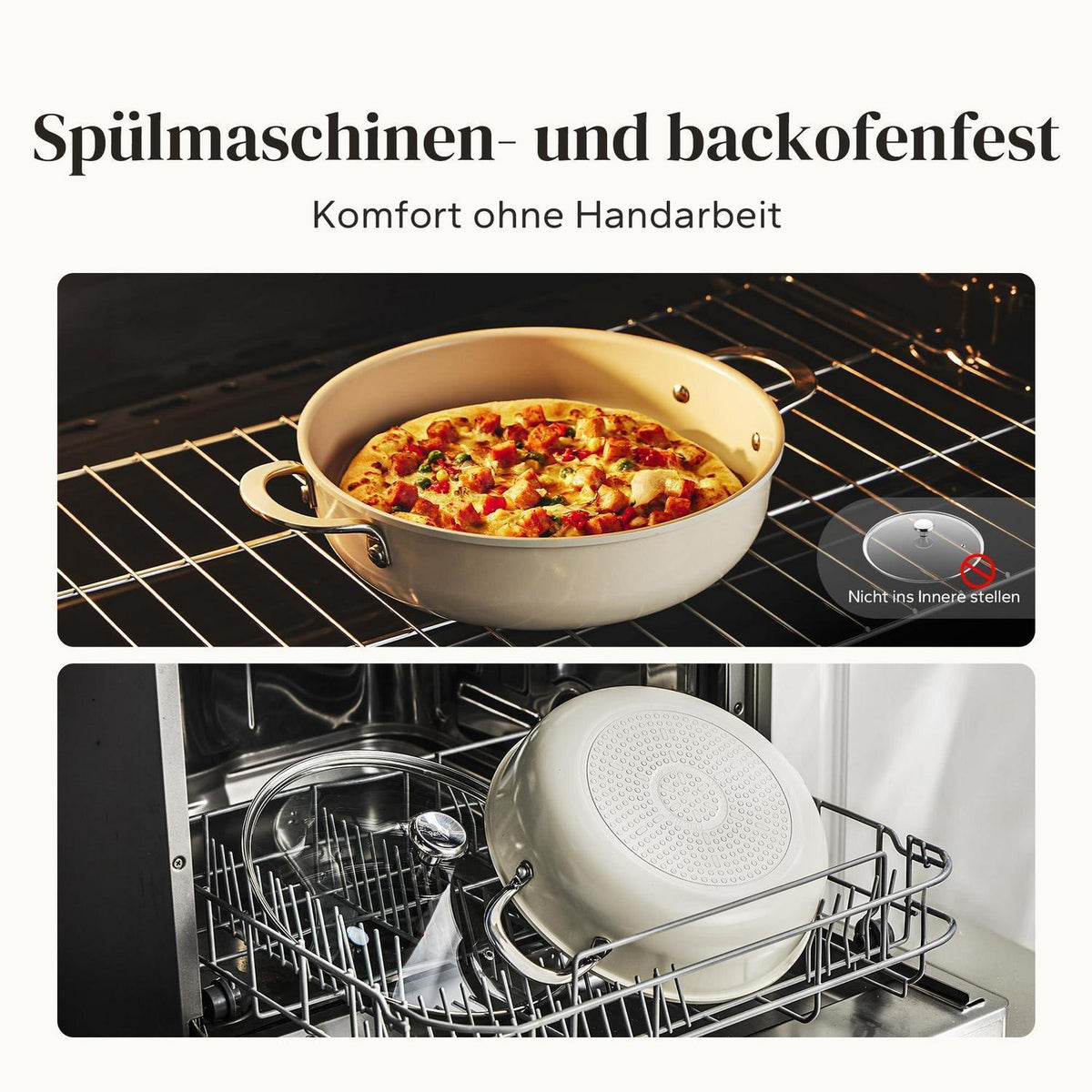Schmorpfanne 28cm mit Deckel – Antihaft Keramik, 3,85L