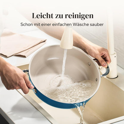 Schmorpfanne 28cm mit Deckel – Antihaft Keramik, Blau