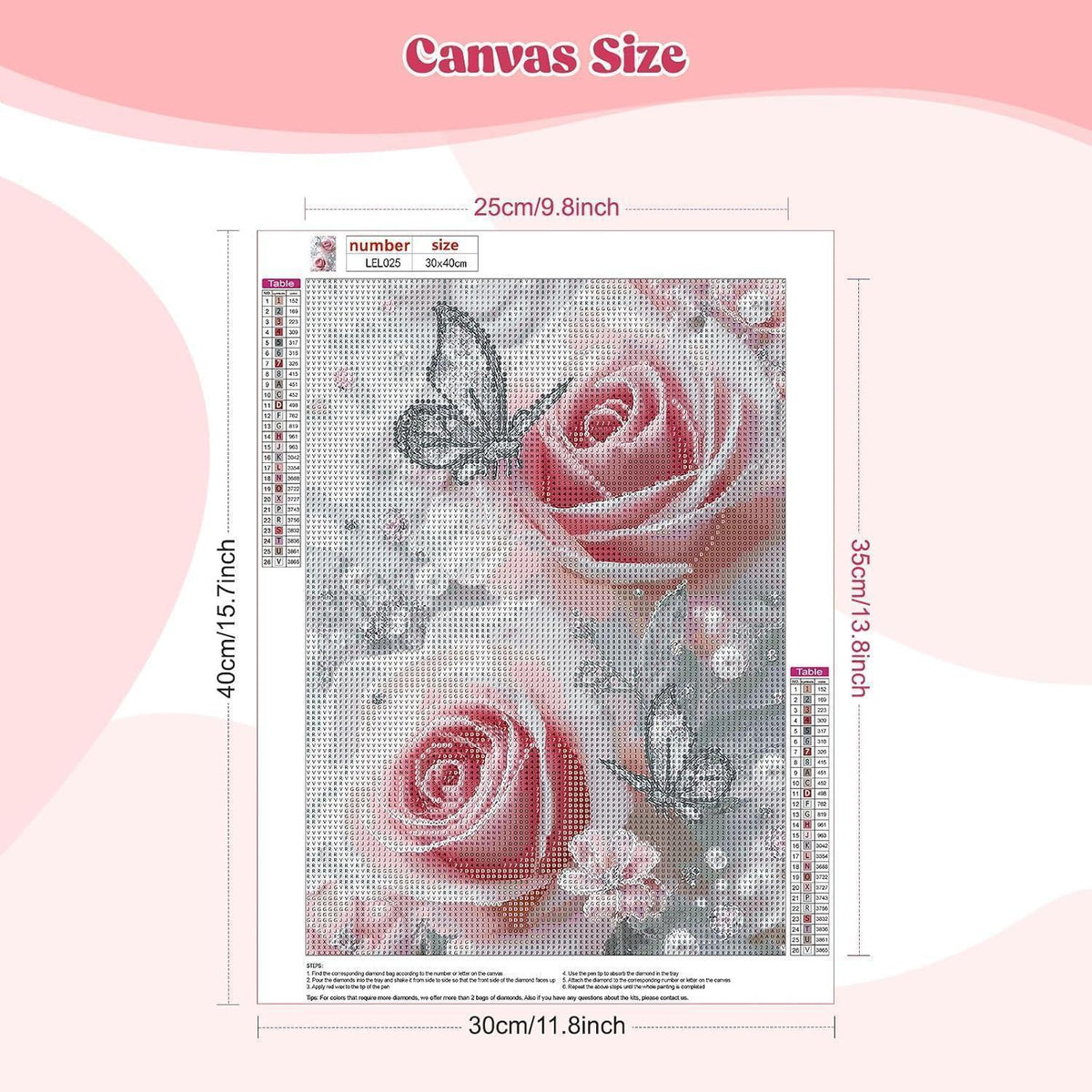 5D Diamantmalerei Schmetterling Rose – Bastelset für Erwachsene & Kinder