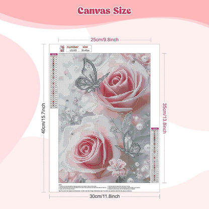 5D Diamantmalerei Schmetterling Rose – Bastelset für Erwachsene & Kinder
