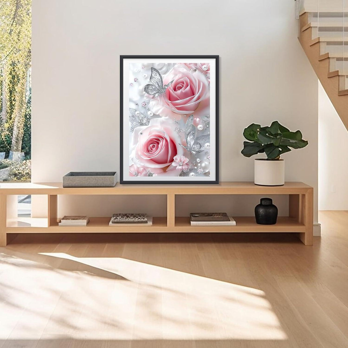5D Diamantmalerei Schmetterling Rose – Bastelset für Erwachsene & Kinder