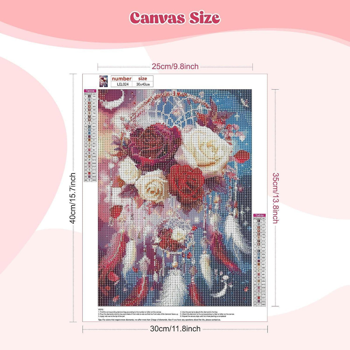 Diamantmalerei Traumfänger Rose 5D DIY Set Erwachsene Kinder