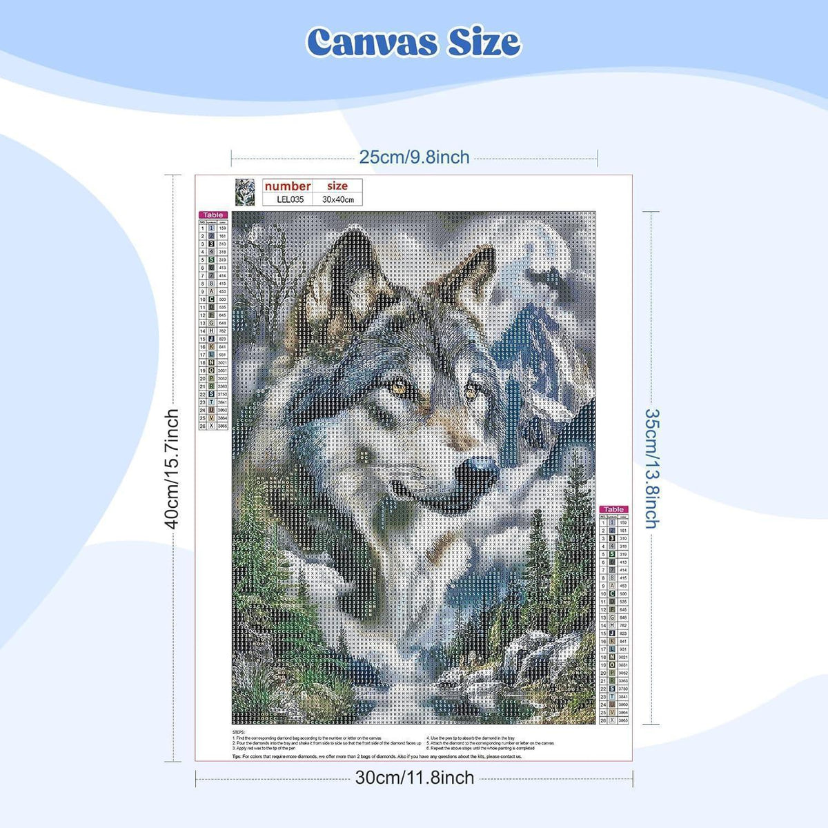 5D Diamantmalerei Wolf Berg – DIY Set für Erwachsene & Kinder
