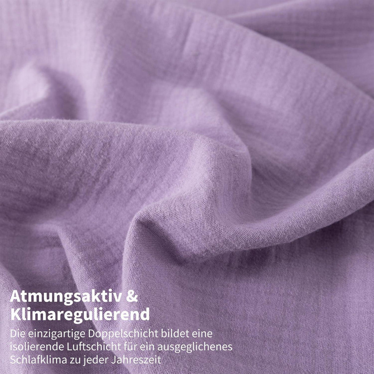 Doppelte Muslin Bettwäsche Lila Grau 200x200 - 3-teilig
