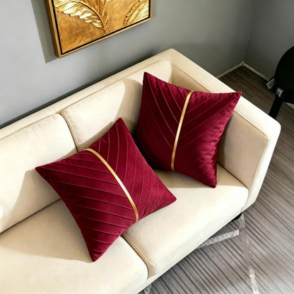 2x Samt Kissenbezug Weinrot 40x40 cm - Modern & Elegant