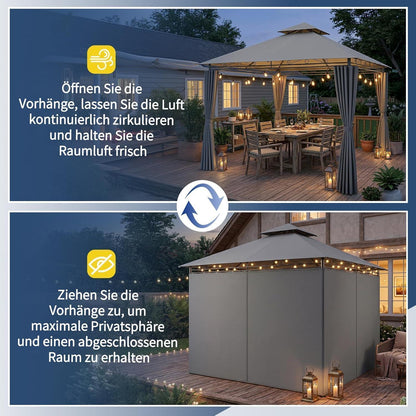 3x3m Gartenpavillon mit Seitenwänden – Robust & Winddicht