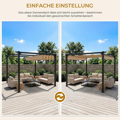 LEADZM Pergola 3x3m – Freistehender Pavillon mit Schiebedach