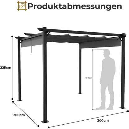 LEADZM Pergola 3x3m – Freistehender Pavillon mit Schiebedach