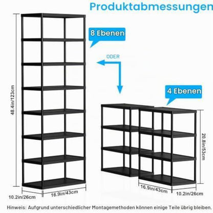 Platzsparendes Schuhregal 8 Ebenen – Vertikales Eckregal Schwarz