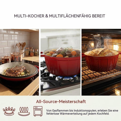 Emaille Gusseisen Dutch Oven Set mit Sauerteig Backwerkzeugen