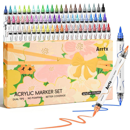 Acrylmarker Set 66 Farben – Wasserfest, Doppelspitze