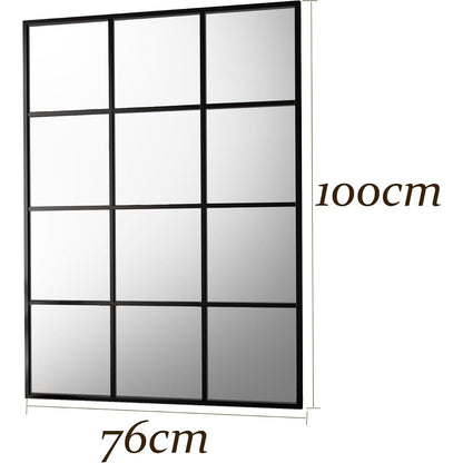 Wandspiegel Gitter Schwarz 100x75 cm – Dekorativer Kosmetikspiegel