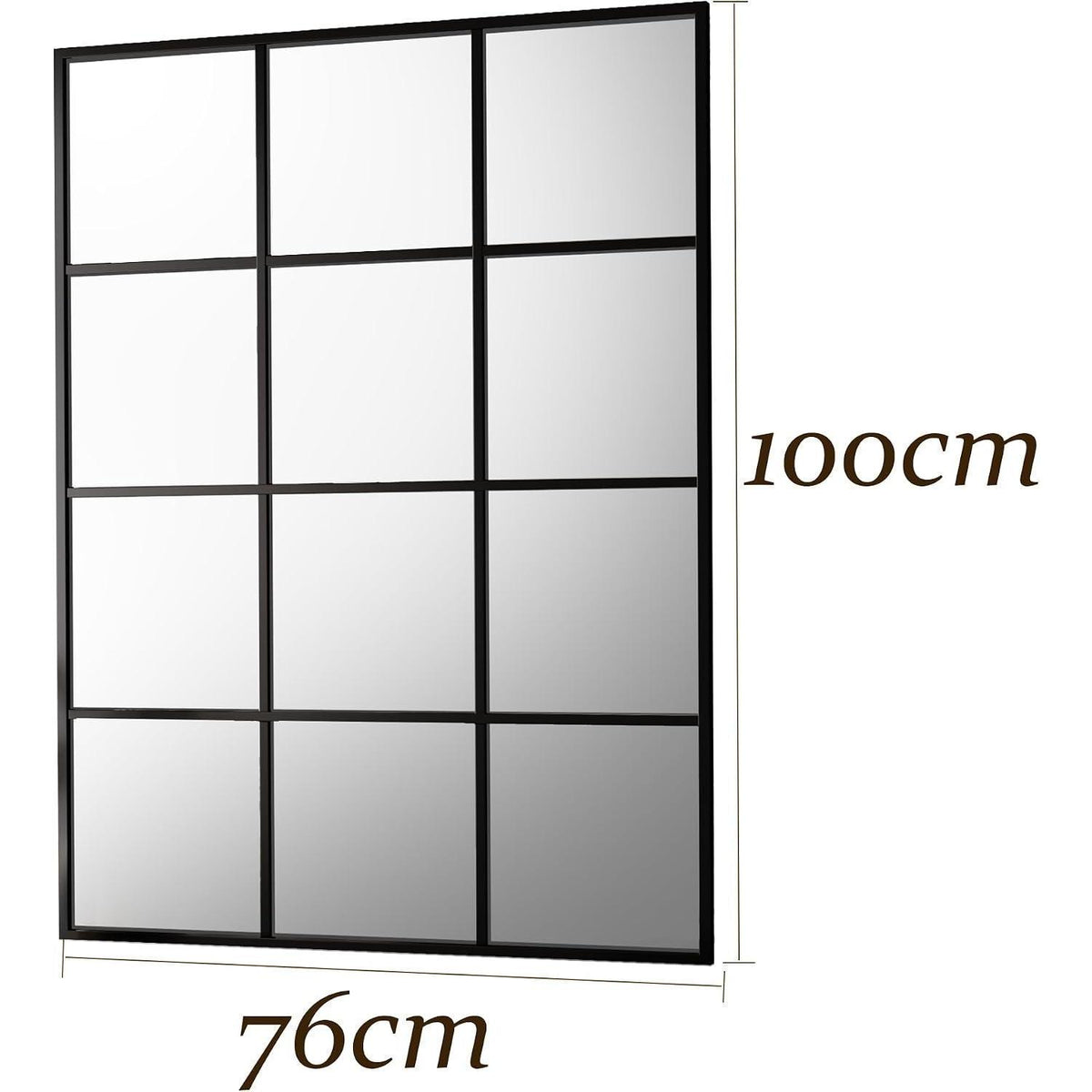 Rechteckiger Wandspiegel mit Gitter, Schwarz 100x75 cm