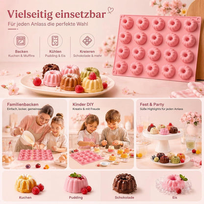 Mini Gugelhupfform Silikon 3er Set | 60 Mulden für Kuchen & Desserts