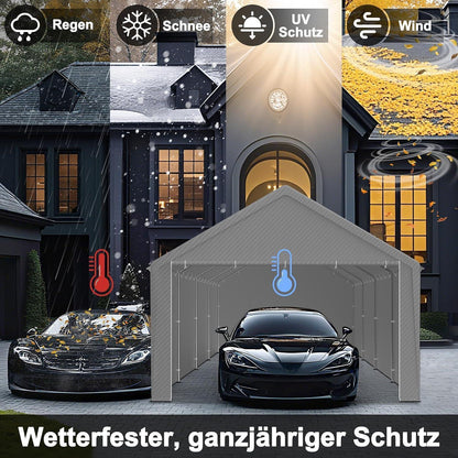 Carport Lagerzelt 4x8m Grau – Robustes Stahlgestell & Plane