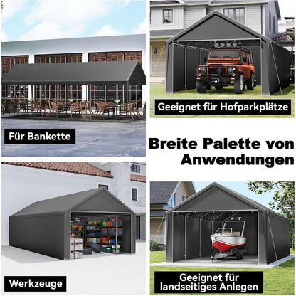 Carport Lagerzelt 4x8m Grau – Robustes Stahlgestell & Plane