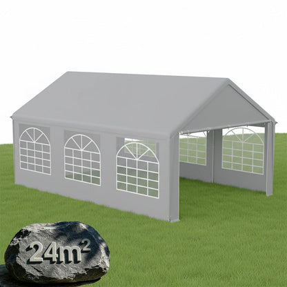 Partyzelt 4x6m Grau – Wasserdicht & Stabil für Garten & Events