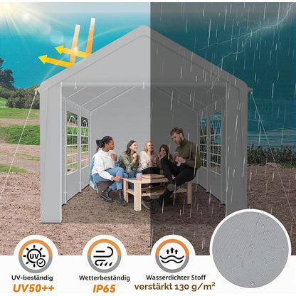 Partyzelt 4x6m Grau – Wasserdicht & Stabil für Garten & Events