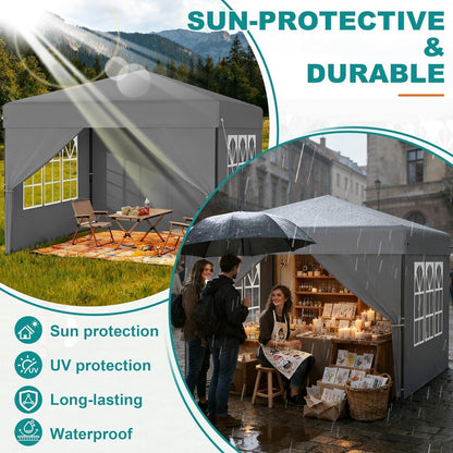 Faltpavillon 2.5x2.5 Wasserdicht & Stabil mit Seitenwänden