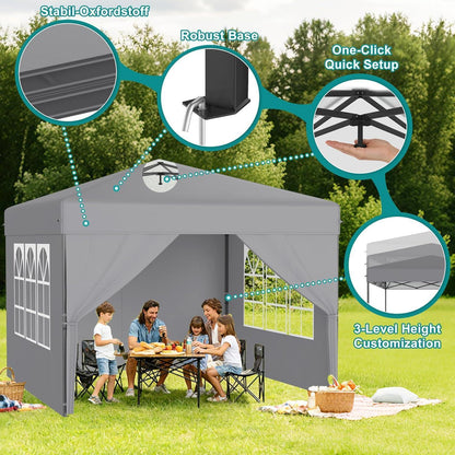 Faltpavillon 2.5x2.5 Wasserdicht & Stabil mit Seitenwänden