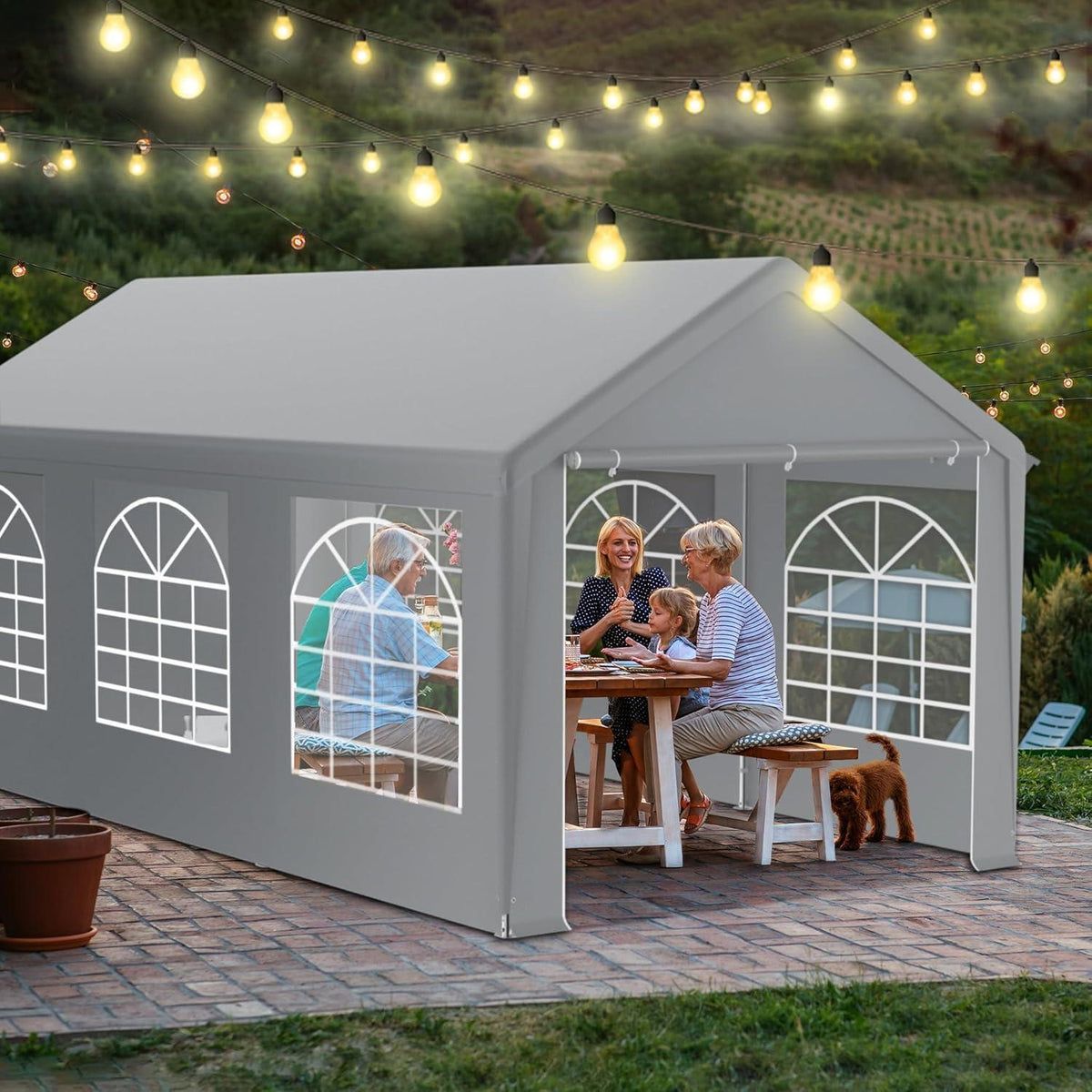 Partyzelt 3x6m Grau – Wasserdicht & Stabil für Garten & Events