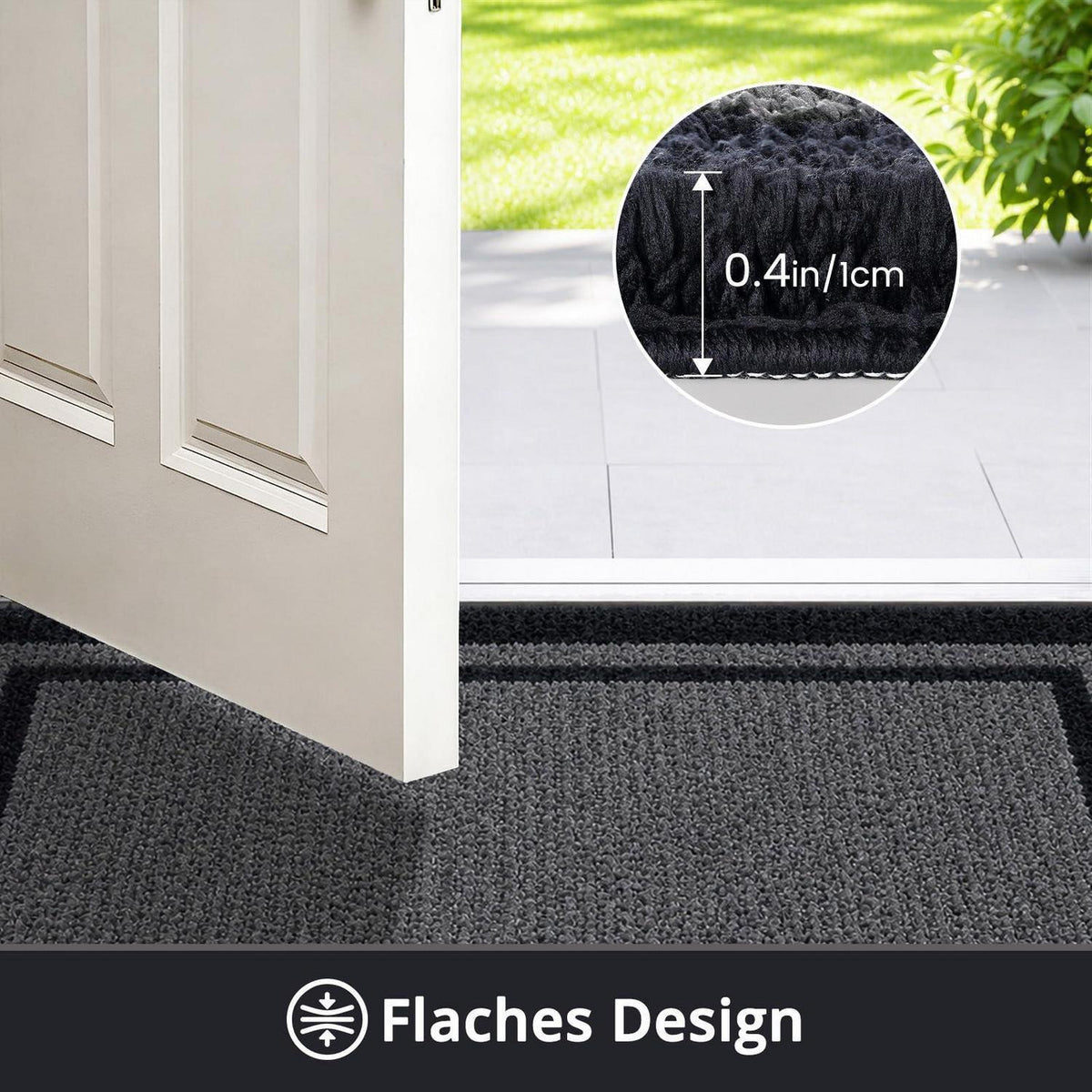 Fußmatte Innen rutschfest 60x90 cm – Schwarzgrau