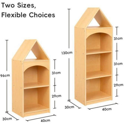 Kinder Bücherregal Holz 4 Etagen – Hausform für Spielzimmer