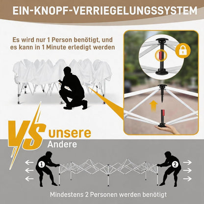Faltpavillon 3x6m mit Seitenteilen – Stabil & Wetterfest