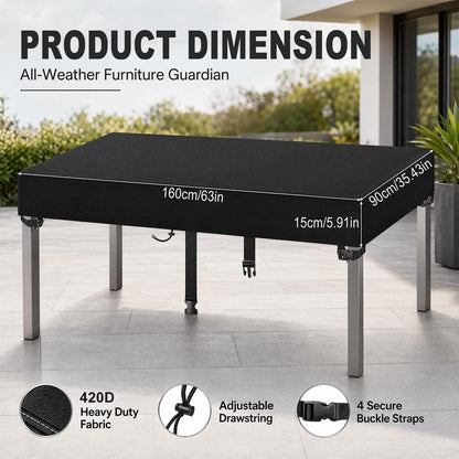 Gartentisch Abdeckung 160x90cm | Wetterfest & Winddicht