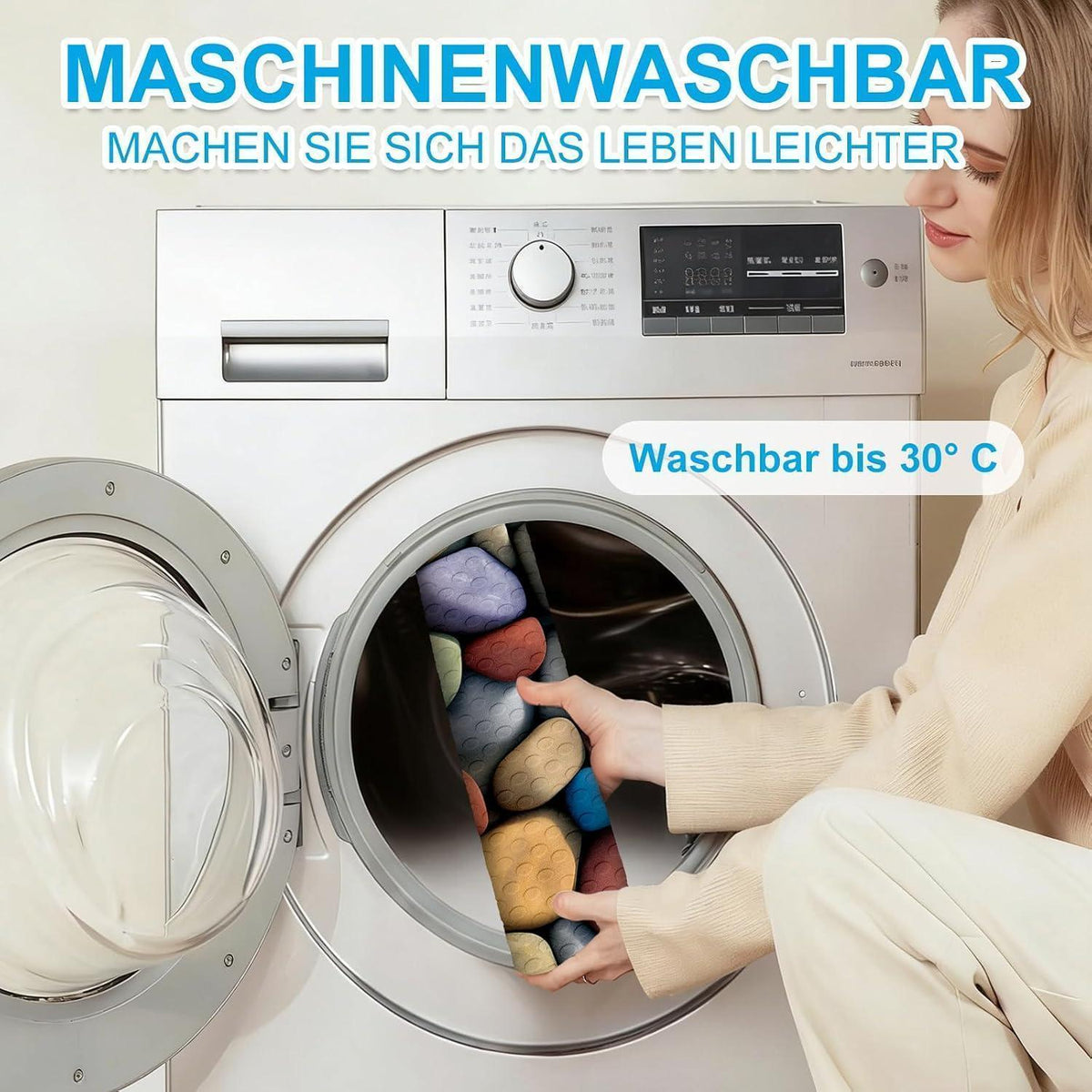 Rutschfeste Duschmatte rund 55cm mit Saugnäpfen